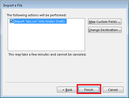 Import CSV to Outlook