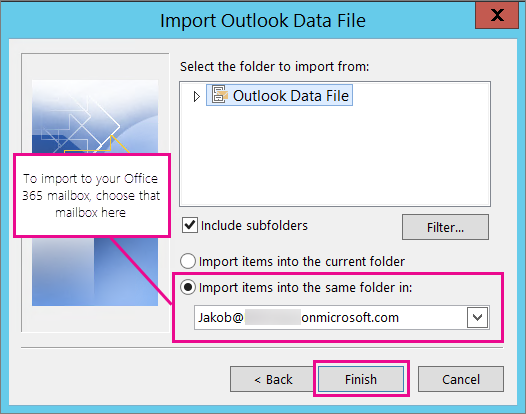 sucessfullly import in outlook