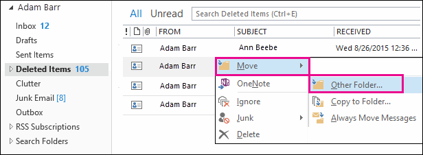 Right-click on Selected Contacts