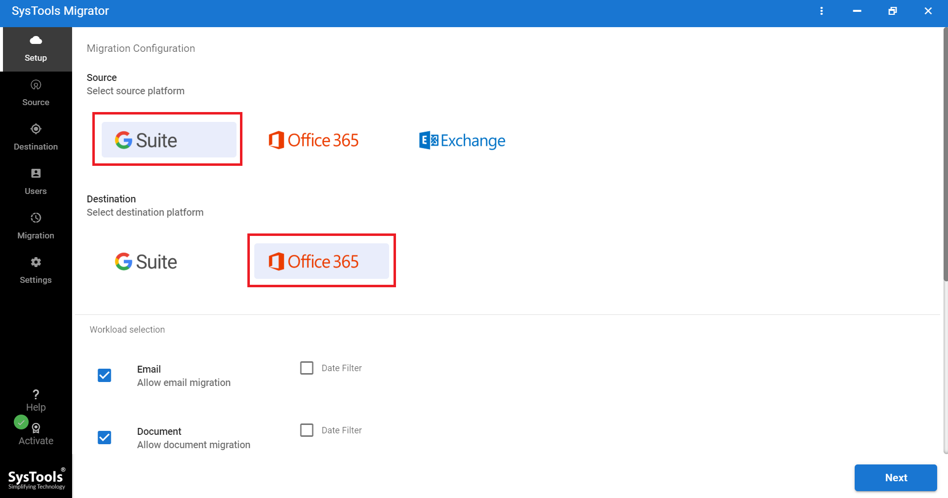 select source destination