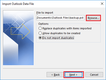 Merge PST Files via Importing