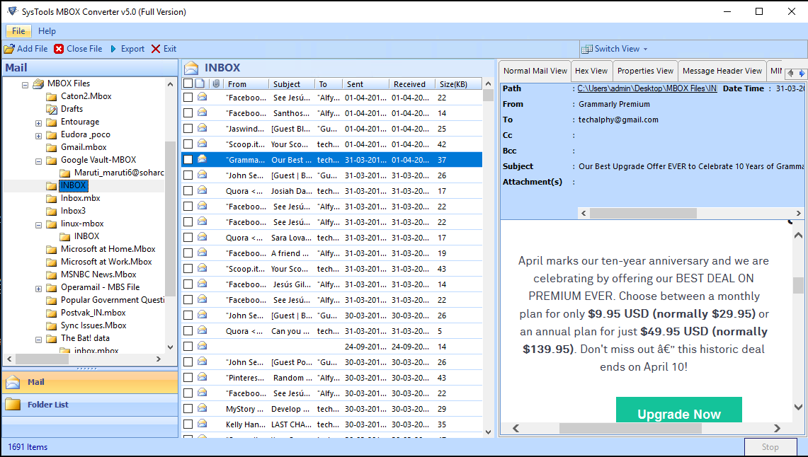 mbox to pst conversion on microsoft