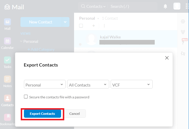 export zoho contacts