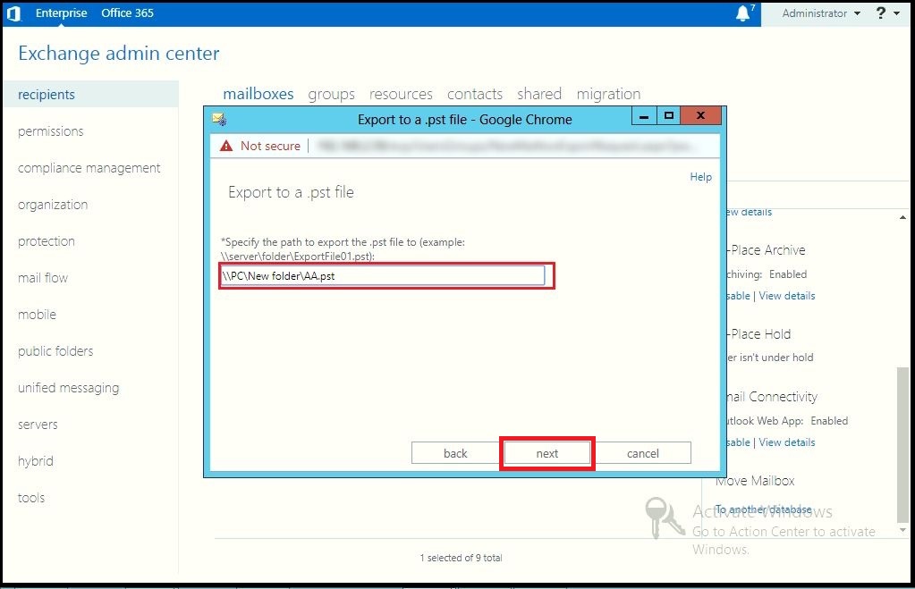 enter target file path